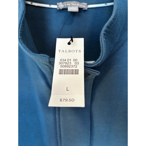 NWT T by Talbots Womens Jacket Vest Teal Waist Length Full Zip Pockets Stretch L - Picture 2 of 9